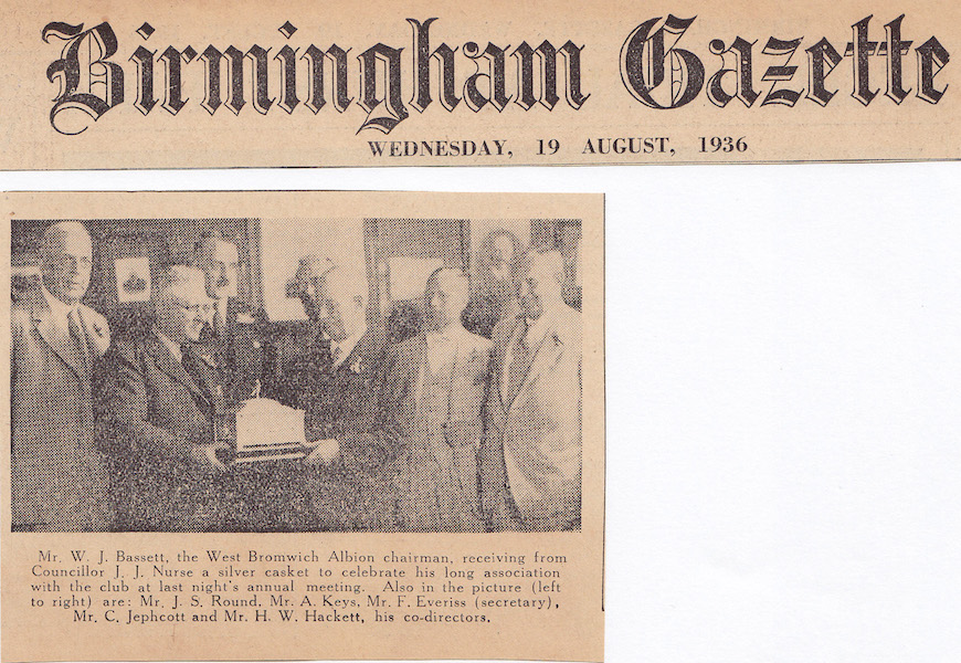 06-Brum Gazette-1936-19.08-Presentation to Billy Bassett