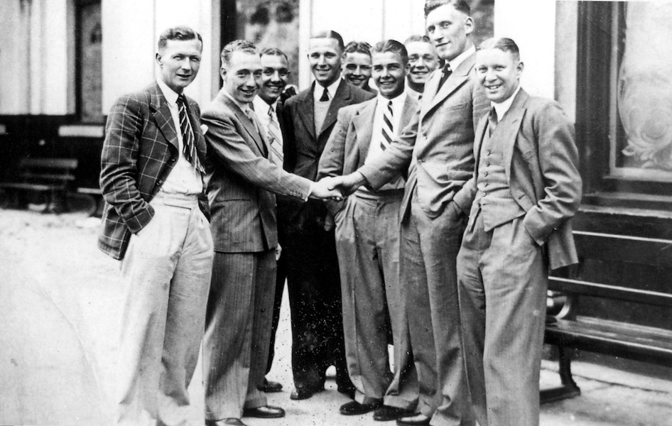 12-1939-40-Reporting back for training-WG Rich-McNab-Elliot-George Dudley-Newsome-Edwards-Dugga