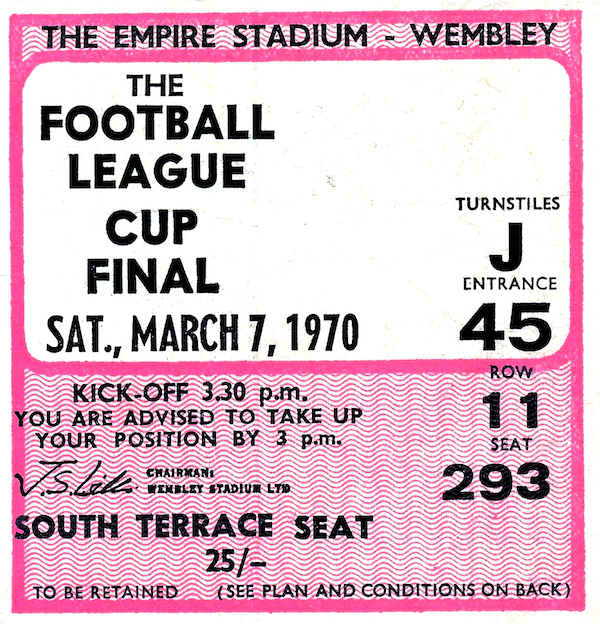 1970-Football League Cup Final Ticket